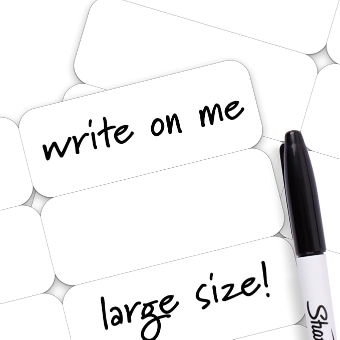 Writable Iron on Name Tags for Clothing 200pcs (Large) - Clothing Labels for Nursing Home & Daycare, Personalized & Custom Name Tag, Fabric Labels for Clothes Washable Precut 2”x0.75”