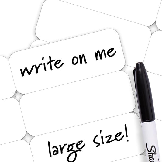 Writable Iron on Name Tags for Clothing 300pcs (Large) - Clothing Labels for Nursing Home & Daycare, Personalized & Custom Name Tag, Fabric Labels for Clothes Washable Precut 2”x0.75”