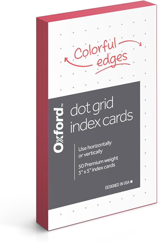 Oxford at Hand Dot Grid Index Card, 50 per pack, Assorted Color Edge (No color choice) (334208M)