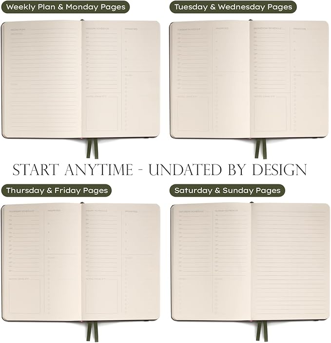 Anecdote Daily Planner w/ 2026-2027 Calendar | Start Anytime 26 Weeks Undated | 1 Page per Day | 8.5" x 5.2" | Hardcover To-Do List Organizer, Plan Your Success, Achieve Productivity Goals (Ink Blue)