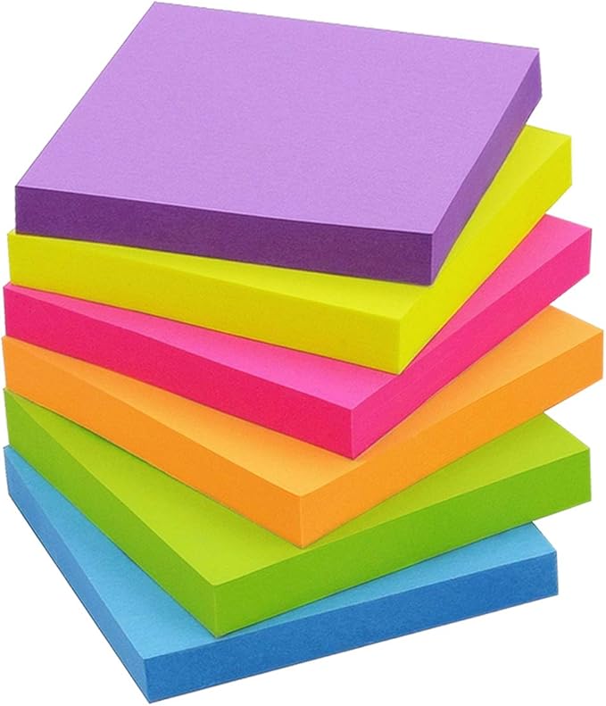 Sticky Notes 3x3 inch Bright Colors Self-Stick Pads 48 Pads/Pack 90 Sheets/Pad Total 4320 Sheets