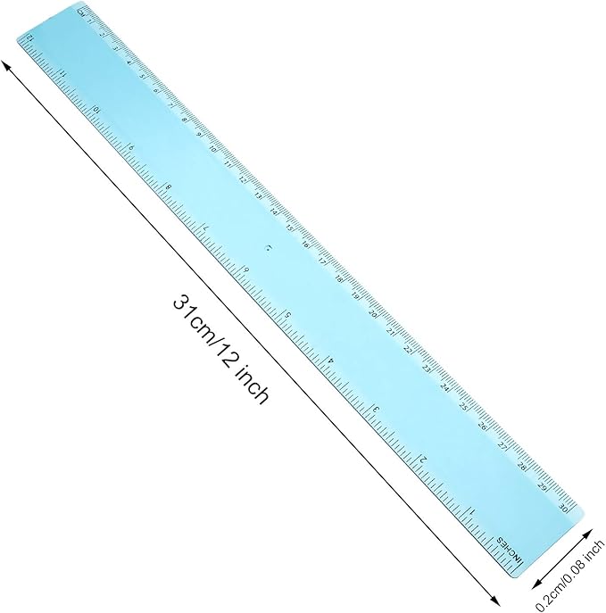EBOOT 2 Pack Plastic Ruler Straight Ruler Plastic Measuring Tool for Student School Office(Blue,12 Inch)