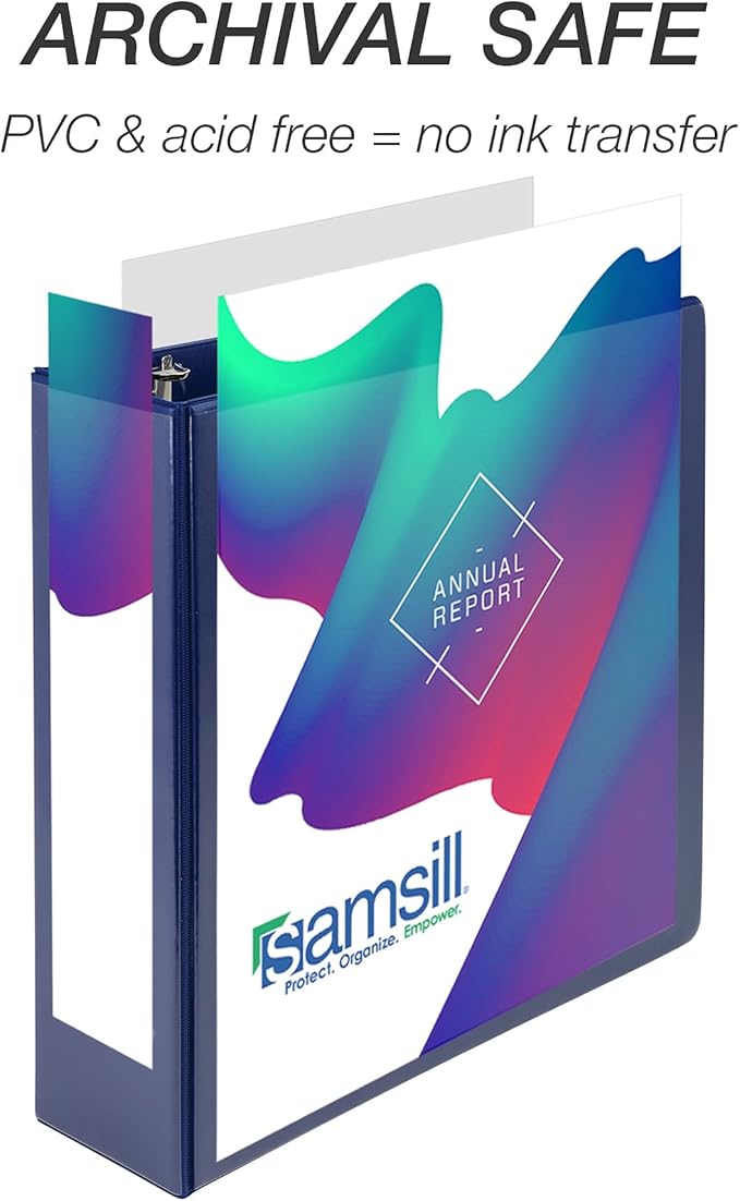 Samsill Durable 4 inch 3 Ring Binder, D Ring Binder, 100% Recycled Chipboard, Blue