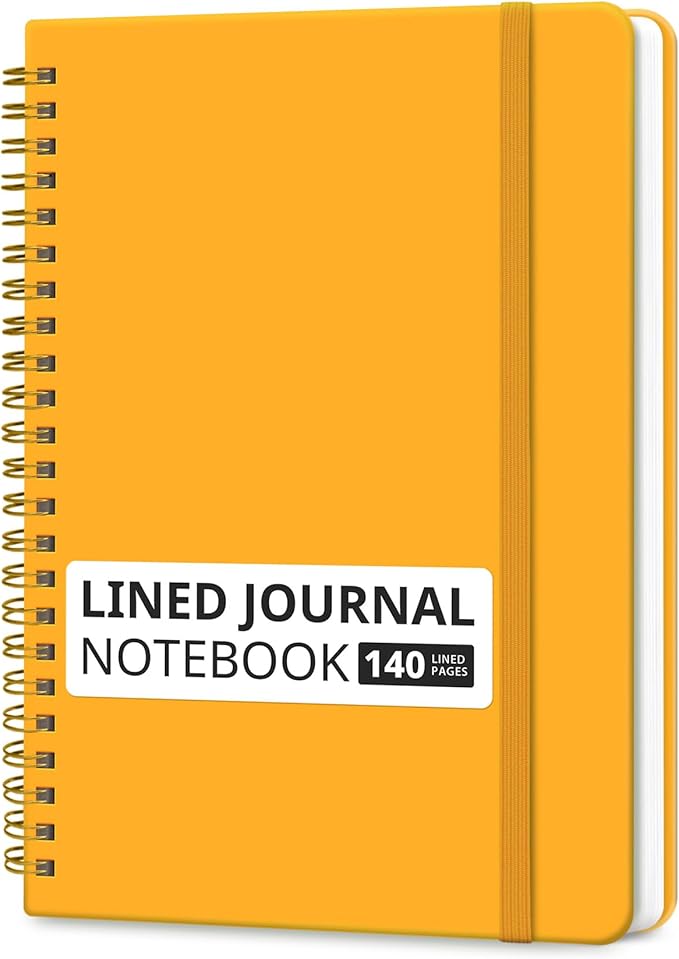 Taja Lined Spiral Journal Notebook for Women & Men, 140 Pages, College Ruled Hardcover Notebook for Work & Note Taking, Journals for Writing, A5(5.7" x 7.9") – Yellow