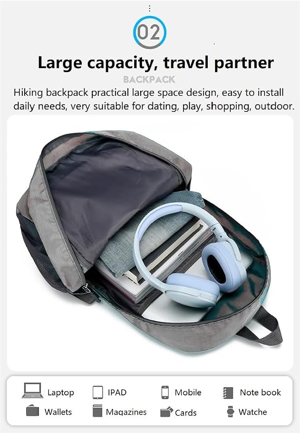 Ultra Packable Hiking Backpack, Foldable Travel Daypack, 25L | Lightweight Camping Backpacks, Collapsible Knapsack Back Pack For Women Men,Water-Resistant,Casual Outdoor Small Day Bag