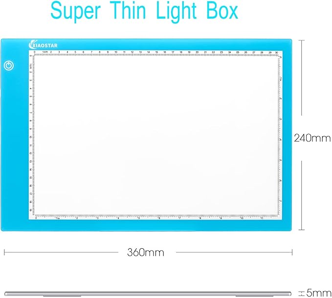 XIAOSTAR Light Box Drawing Pad, 12000 Lux LED Tracing Board A4, USB Powered (Not Rechargeable) PMMA Panel, Adjustable Brightness for Diamond Painting, Sketching, Animation, X-Ray–Includes Accessories