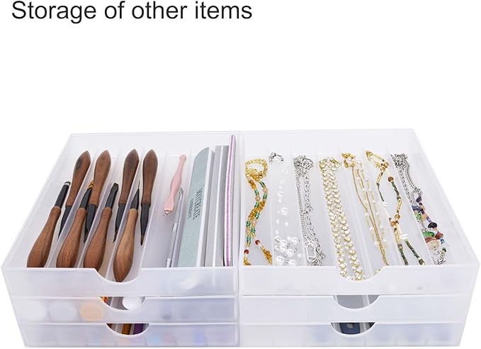 Desk Drawer Organizer, Pen Holder Tray Pen Storage with Fountain Pen, Pencil, Marker, Crayon, Chalk, Nail Art Tools for Office, Craft Room - 2pack