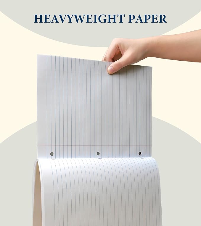 Wide Ruled Loose Leaf Paper, 200 Sheets Notebook Paper, Filler Paper 8.5 x 11 Wide Ruled Paper, 3 Hole Punch Binder Paper,Lined Paper for 3 Ring Binders, Writing Paper with Lines