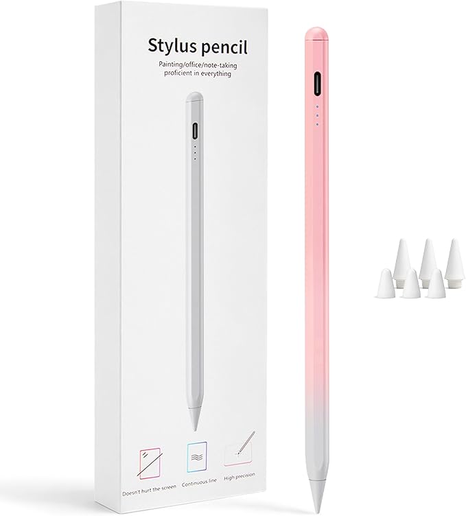 Stylus Pen for iPad 2018-2026, 2X Fast Charge Active Pencil with Tilt Sensitivity & Palm Rejection, iPad 11/10/9/8/7/6/A16, Air M4/M3/M2, Pro M5/M4, Mini 7/6/5 (Pink)