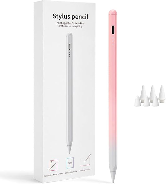 Stylus Pen for iPad 2018-2026, 2X Fast Charge Active Pencil with Tilt Sensitivity & Palm Rejection, iPad 11/10/9/8/7/6/A16, Air M4/M3/M2, Pro M5/M4, Mini 7/6/5 (Pink)