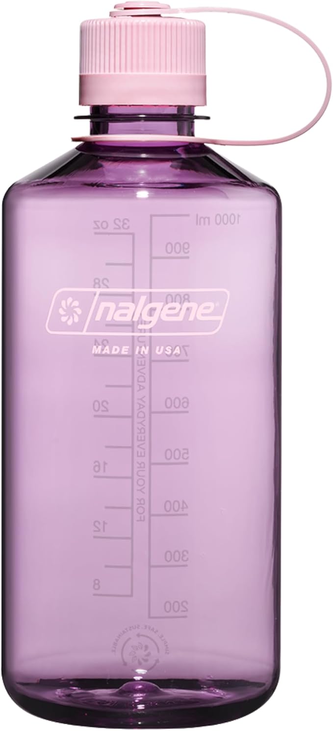 Nalgene 32 oz Narrow Mouth Water Bottle | BPA-Free, Durable & Leak Proof, Lightweight Bottle for Hiking, Gym & Travel, Cherry Blossom