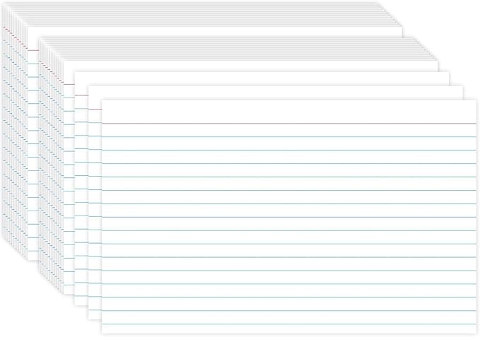 Index Cards 5x8, White Ruled Index Cards, Flash Cards for Studying, File Note, Flash, Study Cards, 100 Pcs Lined Index Flashcards for Office and School Supplies