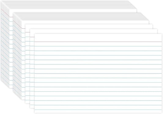 Index Cards 5x8, White Ruled Index Cards, Flash Cards for Studying, File Note, Flash, Study Cards, 100 Pcs Lined Index Flashcards for Office and School Supplies