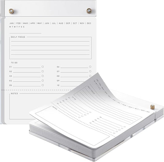 Affrolling Acrylic to Do List Acrylic Drafters Tablet Planner with 100 Sheets Daily Binder Pad Desk Accessories Notepad Supplies - 6.3 W x 8.46 H for Office Home Desk Accessory