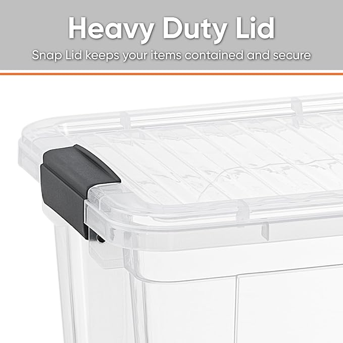 Superio Clear Storage Boxes with Lids, 49 Quart Plastic Container Bins for Organizing, Stackable Crates, BPA Free, Non Toxic, Odor Free, Organizers for Home, Office and Dorm, 5 Pack