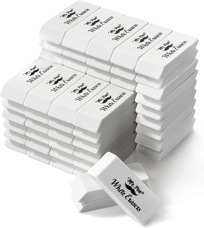 Mr. Pen- White Pencil Erasers Bulk, 72 Pack