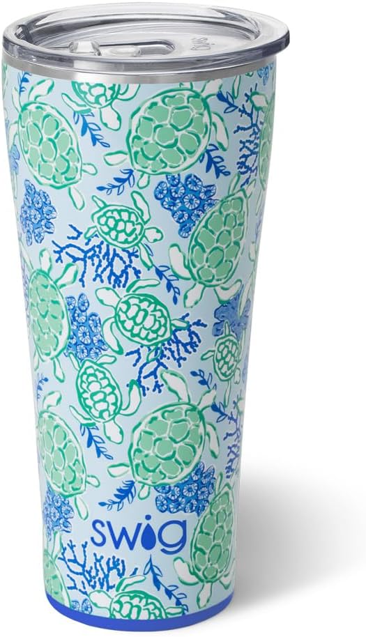 Swig Life XL 32oz Tumbler, Insulated Coffee Tumbler with Lid, Cup Holder Friendly, Dishwasher Safe, Stainless Steel, Extra Large Travel Mugs Insulated for Hot and Cold Drinks (Shell Yeah)