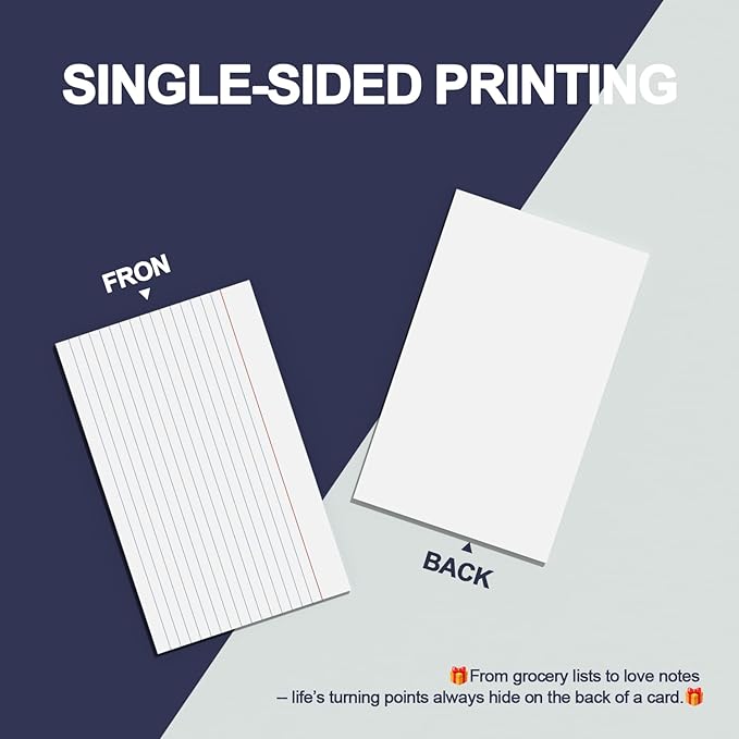 Index Cards 5x8 Inch - 120 Count, Ruled Index Flash Cards for Studying, White Lined Index Note Cards 5x8 Flashcards, Notecards 5 x 8 Lined Index Cards Ruled White 5 x 8 Cards for Office, School, Home