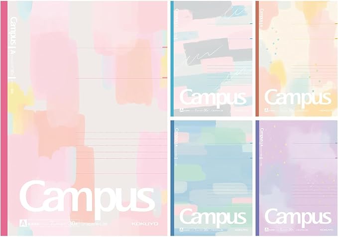 KOKUYO Composition Notebooks, 5 Pack Campus Semi-B5 Comp Book with Dot A 7mm Ruled, 30 Sheets, School Lined Notebook Acrylic Palette, Journal Notebook for Women Work Study Note Taking (NO-3CATN-L38X5)