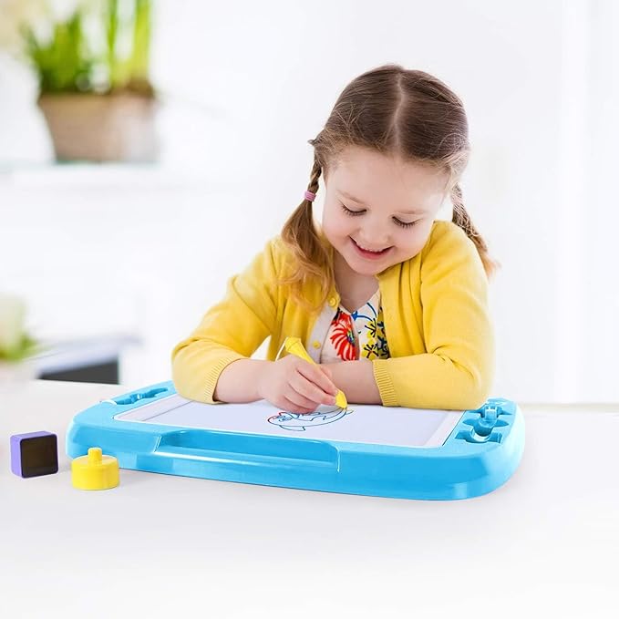 SGILE Toddler Toys for Kids, Large Magnetic Drawing Board for Birthday Gift, Toys for 1 2 3 4 Year Old Girls Boys, Etch & Sketch Pad with 4 Stamps, Learning and Educational, 16 ×13 in, Light Blue