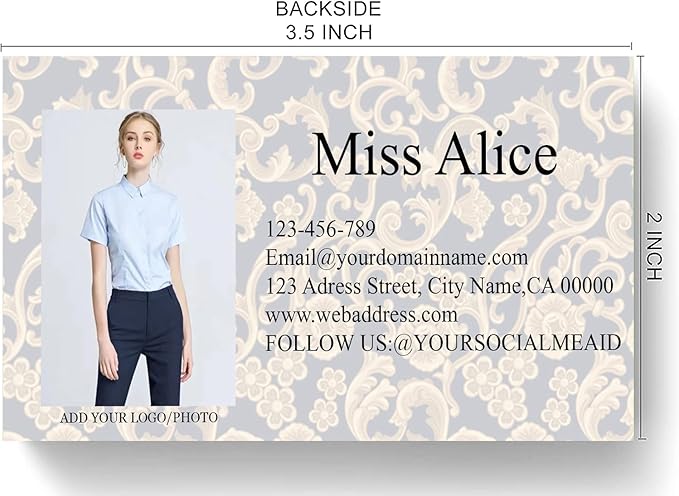 Customized Name Cards 500 PCS, Customized Design with Picture Texture All Business Designs cards No Additional Charge (Color-H)