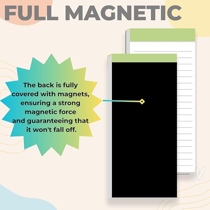 BIPEND 6 Pack Magnetic Notepads for Fridge, Grocery List Magnet Pad for Refrigerator, Memo Notepad with Lined Pages, 50 Sheets per Note Pads To-Do List, Shopping List(300Sheets)