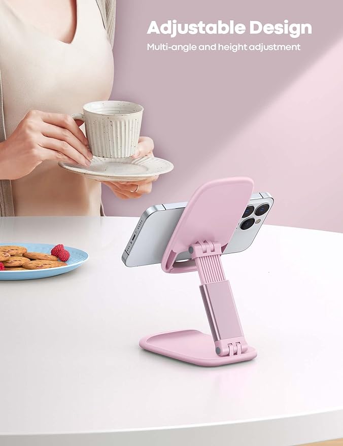 Lamicall Pink Phone Holder, Desk Accessories - Rose Gold Pink Office Cell Phone Holder, Desktop, Office Desks Accessories, Desk iPhone Decor Gifts for Women, for Mothers Day, 4-8'' Phone