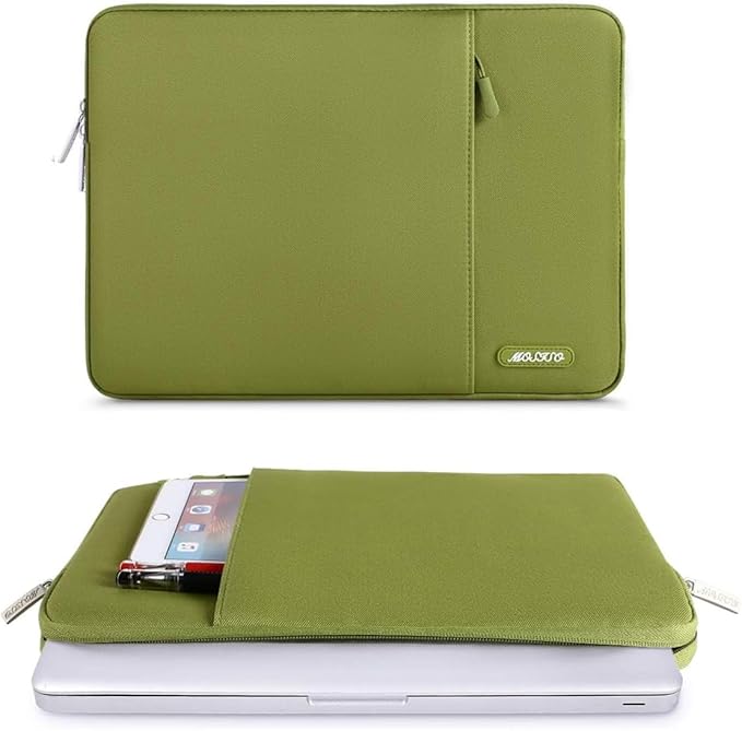 MOSISO Laptop Case 15 inch, 15 inch Laptop Sleeve Compatible with MacBook Air M5 A3448 M4 A3241 M3 A3114 M2 A2941 2026-2023, Dell XPS, Polyester Vertical Computer Sleeve Bag with Pocket, Chartreuse