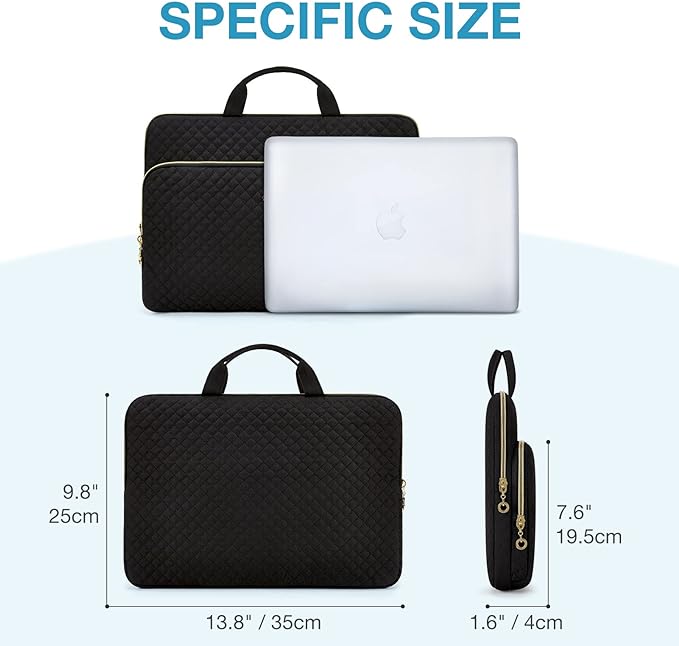 BAGSMART Laptop Case Compatible with 13-13.3 inch Notebook,Compatible with MacBook Pro 14 Inch,MacBook Air,Protective Carrying Bag with Pocket,Handles, Brown