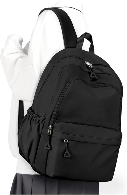 winspansy Backpack for School Teenage Girls Boys,Waterproof Lightweight School Bags Travel Daypack Simple Cute College Backpack Rucksack for Women Men fit 14 Inch Laptop,Black