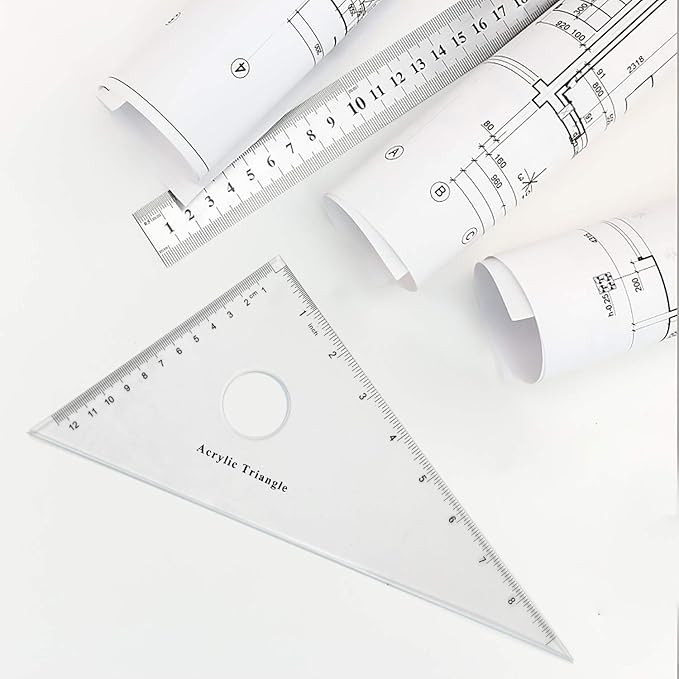 Coopay Large Triangle Ruler Set Square, 30/60 and 45/90 Degrees, Circular Hollow