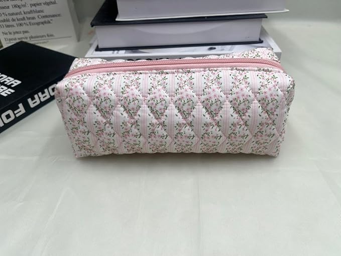 Carry bloom Pencil Pouch Cute Pencil Case for Girls Aesthetic Pencil Bag with Zipper Pen Cases School Supplies Makeup Bag