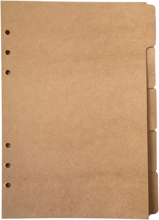 Zelten Refills/Loose Leaves for A5 Cover Ring Binder/Personal Organizer/Planner(A5 6 Holes, Divider Vertical Brown Paper Kraft Paper)