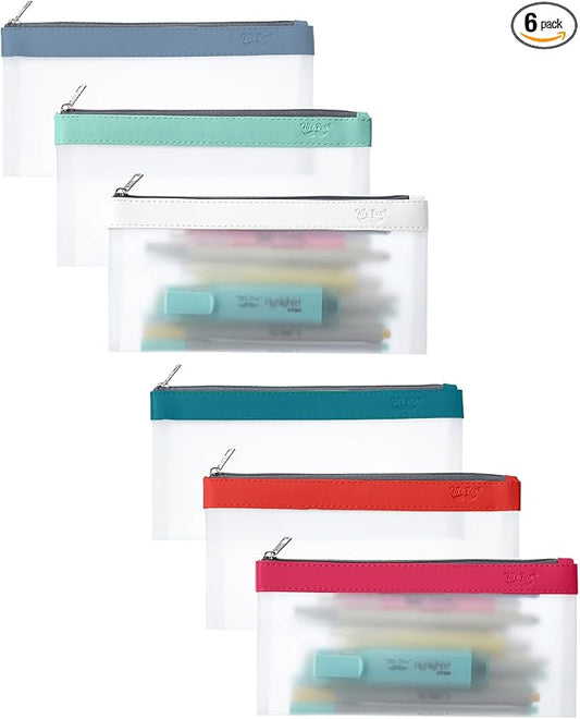 Mr. Pen- Clear Pencil Pouch, 8.50"x4.25", 6 Pack, Durable TPU Material, Medium Water-Resistant Pencil Bags with Smooth Zipper, Multipurpose Clear Pouch for Stationery, School, Office, Travel Supplies