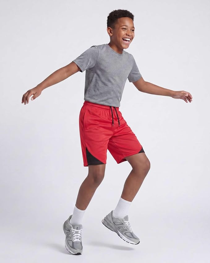 Real Essentials 5 Pack: Boys' Mesh Basketball Athletic Shorts with Pockets – Teen Kids Youth Quick Dry Soccer Running Gym