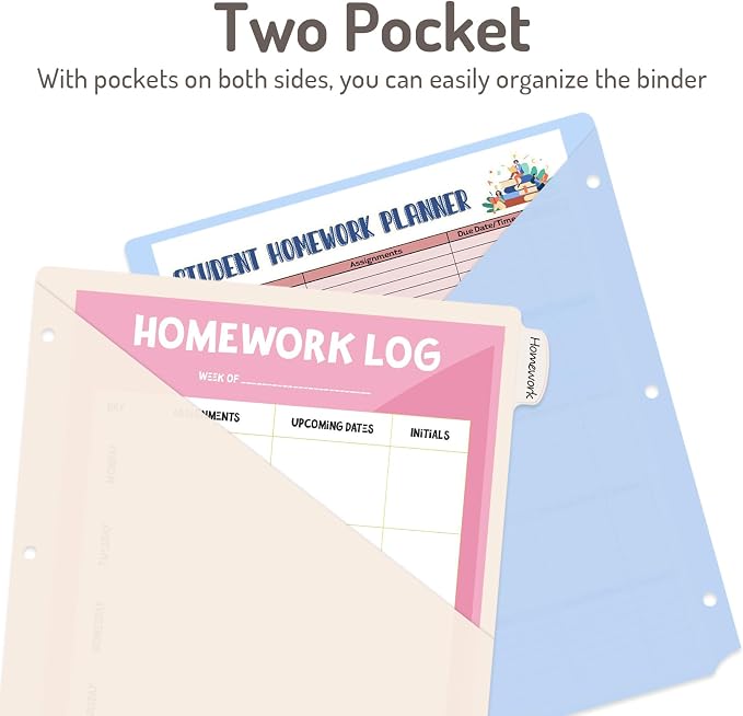 Forvencer 24 Counts Dividers with 2 Pockets, 8 Tabs Binder Dividers for 3 Ring Binder, Binder Dividers with Tabs for School Office Organization, Multicolor, Letter Size, 3 Sets