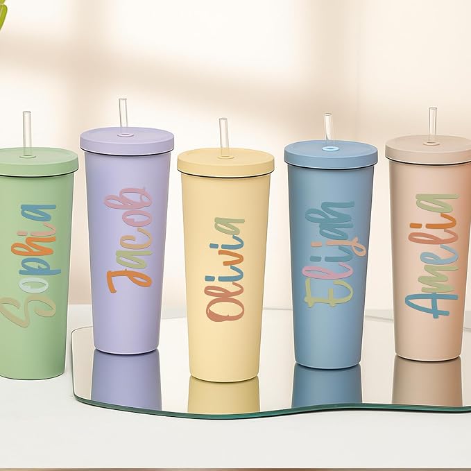 UV DTF Cup Wrap Letter Stickers Vinyl Decals,Morandi,6 Sheets | Personalized Name Stickers for Water Bottles Tumblers, Waterproof UV DTF Alphabet A-Z Stickers for 14-46oz Mugs DIY Craft