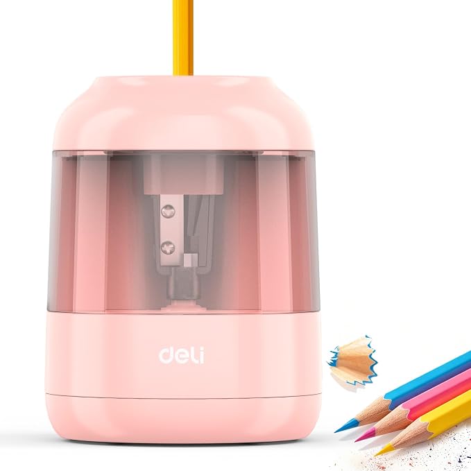 deli Electric Pencil Sharpener, Battery Operated, 6.5–8mm for Classroom
