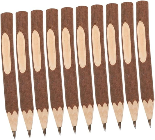 Luxshiny Wooden Ballpoint Pens 17cm Natural Tree Bark Small Biodegradable Ballpoint Pen 10pcs for Office and School Supplies