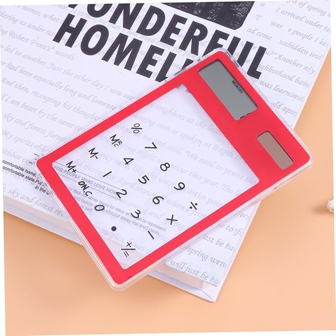 Transparent Touch Panel Solar Calculator Lightweight Portable Design for School Office Home Use Automatic Power Off Compact Retro Style Go Calculations