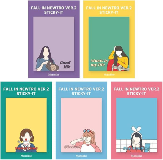 Monolike Fall in newtro Ver.2 Sticky-it - 5p Set Self-Adhesive Memo Pad 50 Sheets