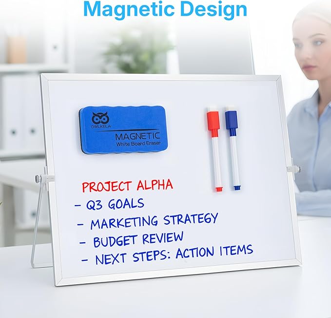 OWLKELA 10 Pcs Colorful Magnetic Erasable Markers for Whiteboard, Dry Erase Markers with Eraser, Low Odor Magnetic Eraser, White Board Markers for Office, Classroom, Home, 8 Color