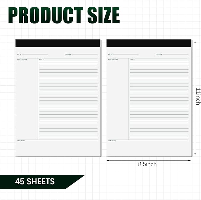 PerKoop 4 Pcs Writing Note Pads Notes System 8.5 x 11 Inches College Ruled Legal Pads Lined Paper Notebooks for Office School Teacher Students College Business, 45 Sheets Per Pad (White)