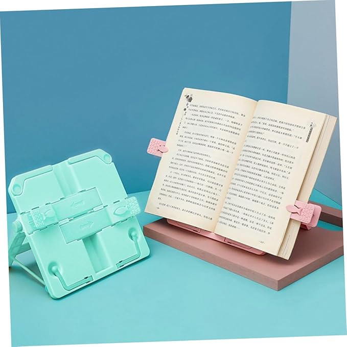 Gatuida Student Reading Holder Blue Desktop Book Stand Clamp for Portable Multifunctional Reading Rack for Books Textbooks Tablets Videos Safe Smooth Edges Design