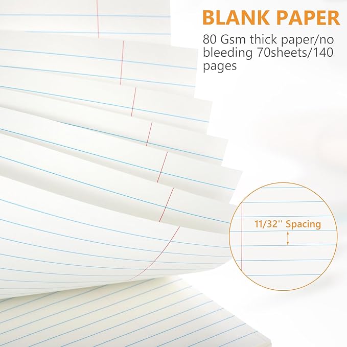 Resurhang 6 Pack 8.5 x 11'' Top Bound Office Steno Book Wide Ruled Double Sided Spiral Notebooks Reliable White Paper 70 Sheets/Pad Pastel Colors Covers for Writing School Notes (Floral Color)
