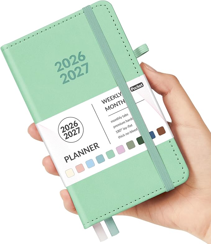 Forvencer Pocket Planner 2026-2027, Weekly Monthly Planners for Purse, 3.5" x 6", July 2026-June 2027, Cute Small Daily Academic Calendar, Elastic Band, Hardcover Agenda for Women, Teacher