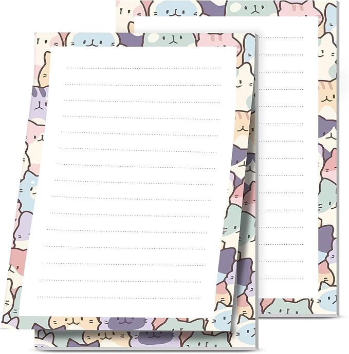 2 Pack Lined Sticky Notes 4x6 in, Cute Self-Stick Notepads with Lines, Large Memo Pads Strong Adhesive for Office, Home Cute Funny Cats