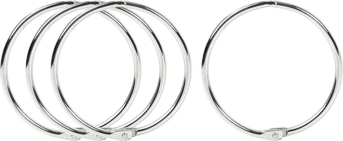 uxcell Loose Leaf Binder Rings, 2.2 Inches Nickel Plated Steel Paper Key Rings for Flash Cards Index Card Rings, 4 Pcs Keychain Book Ring for Home Office Crafts Keys Attachment, Silver