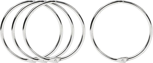 uxcell Loose Leaf Binder Rings, 2.2 Inches Nickel Plated Steel Paper Key Rings for Flash Cards Index Card Rings, 4 Pcs Keychain Book Ring for Home Office Crafts Keys Attachment, Silver