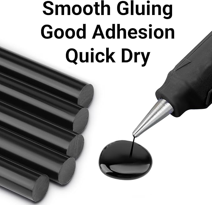 Black Hot Glue Sticks, 8" Long x 0.43" Dia, 36 Pack, Standard for Crafting, DIY, Art, School, Gluing, Repair, Sealing